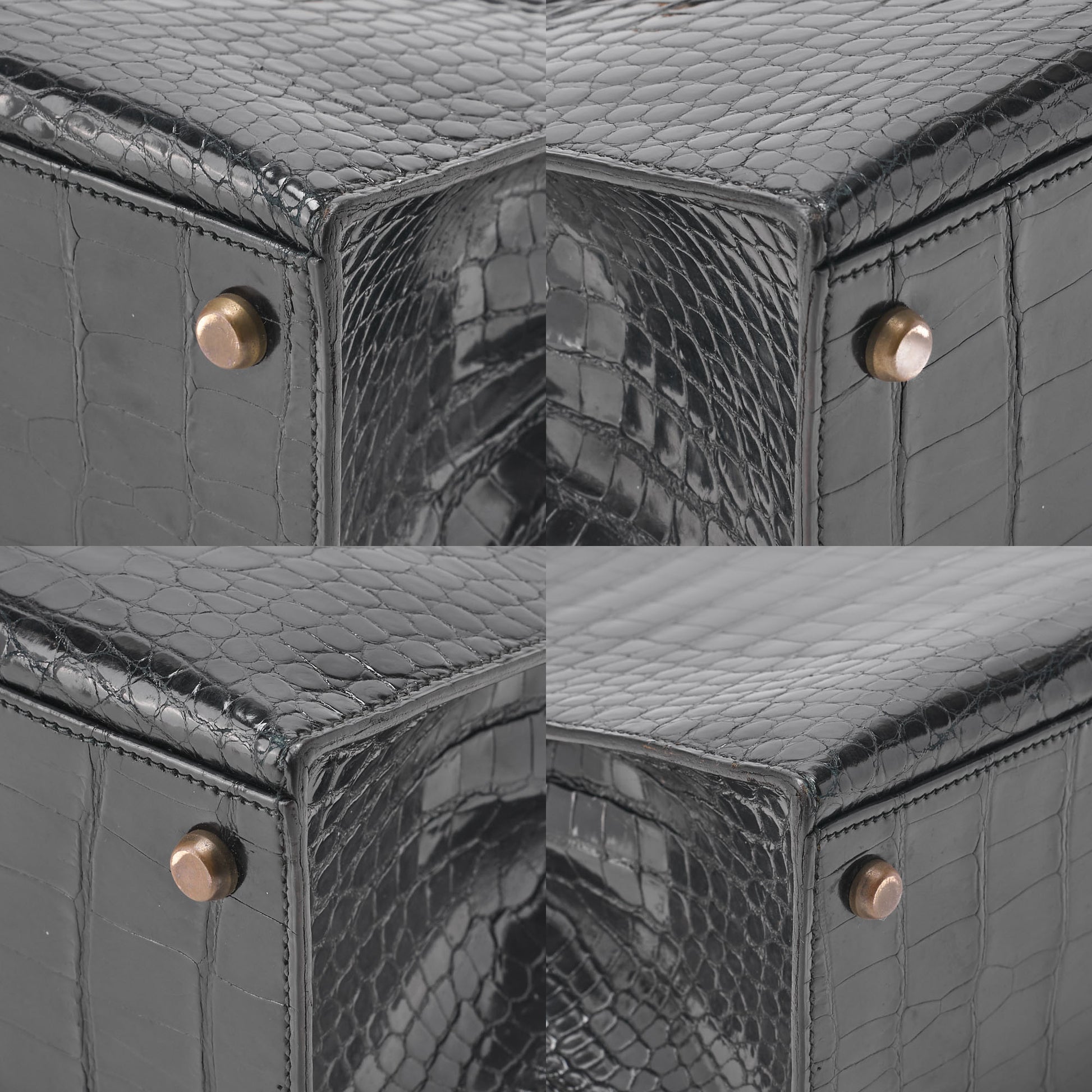 Hermes Kelly 32 Handbag Crocodile Black Gold-Tone Hardware Pre-Owned - Vintage La Charme