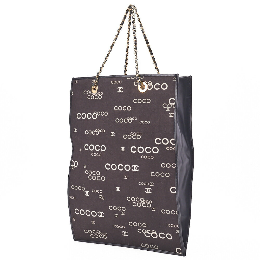 CHANEL Handbag Coco Pattern Cotton Black Gold-Tone Hardware Pre-Owned - Vintage La Charme