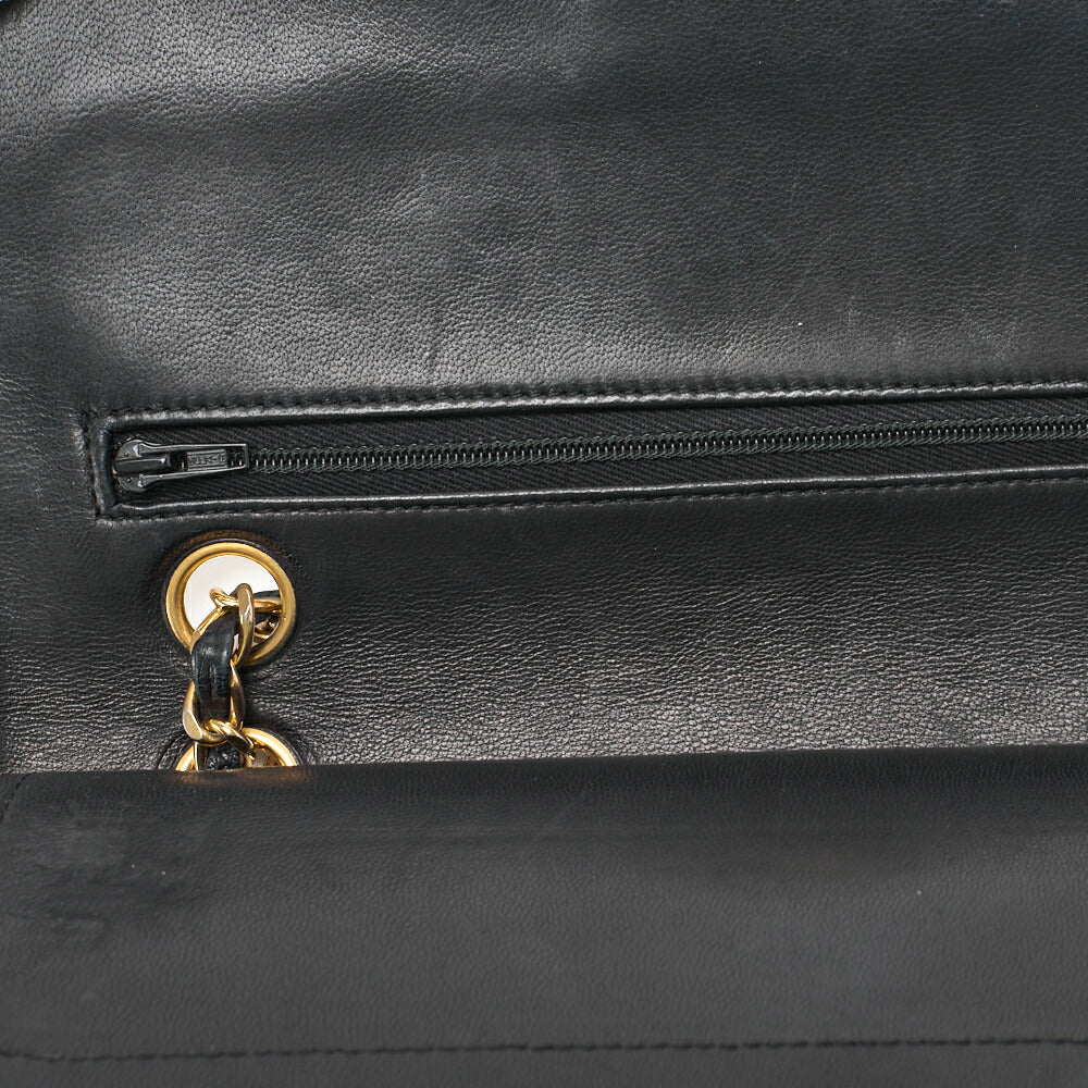 CHANEL Shoulder Bag Matelasse Double Flap Lambskin Black Gold-Tone Hardware Pre-Owned - Vintage La Charme