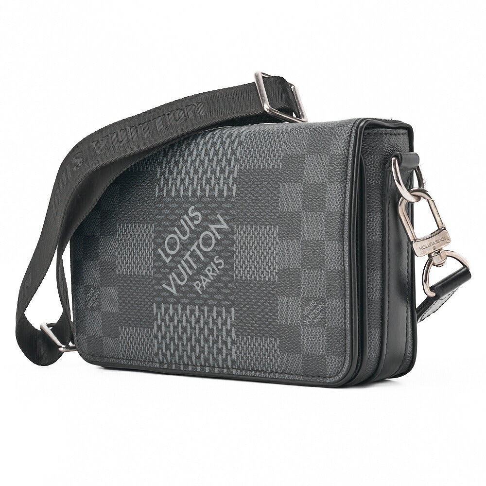 Louis Vuitton Shoulder Bag, Damier Grafitte, Black, Silver-Tone Hardware, Pre-Owned - Vintage La Charme