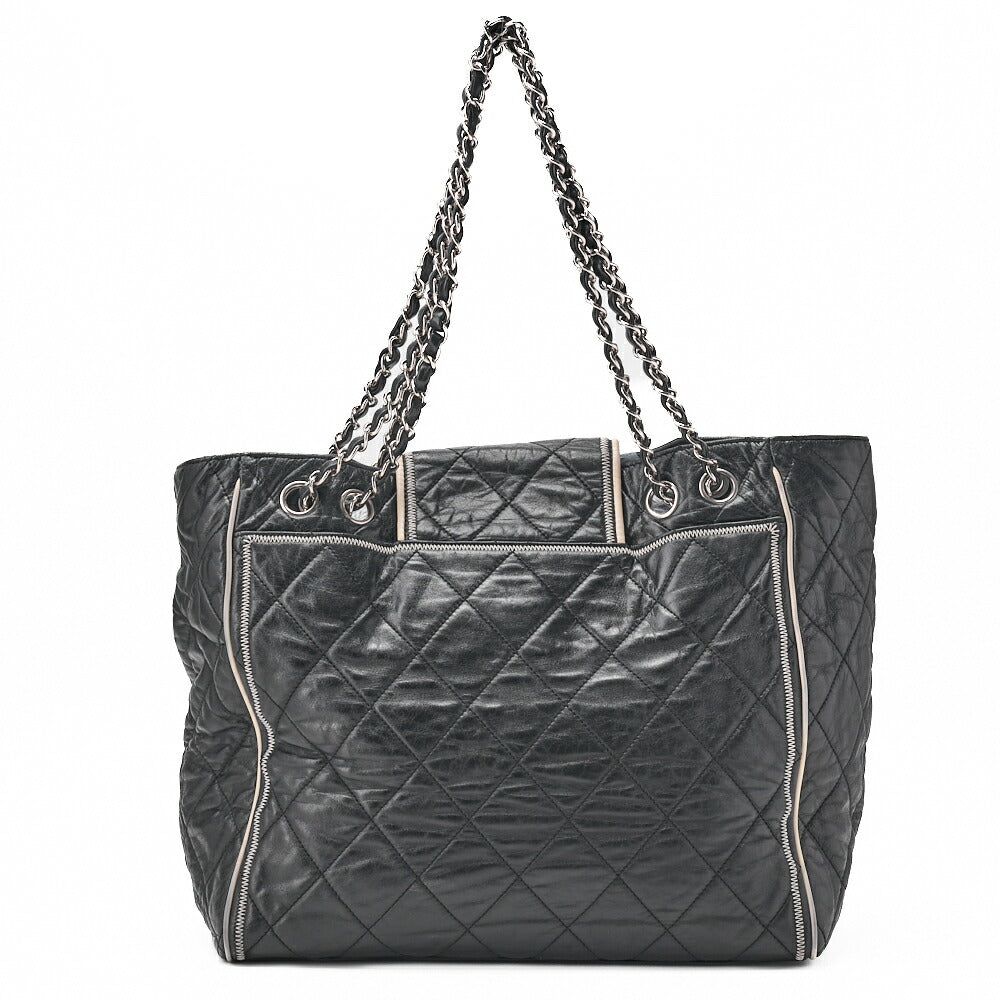 CHANEL Shoulder Bag Tote Bag Matelasse 2.55 Lock Chain Lambskin Black Silver-Tone Hardware Pre-Owned - Vintage La Charme