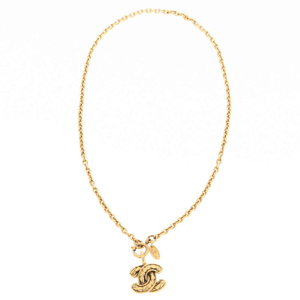 CHANEL Necklace, Coco Mark Matelasse, Gold Plated, Gold, Gold-Tone Hardware, Pre-Owned - Vintage La Charme