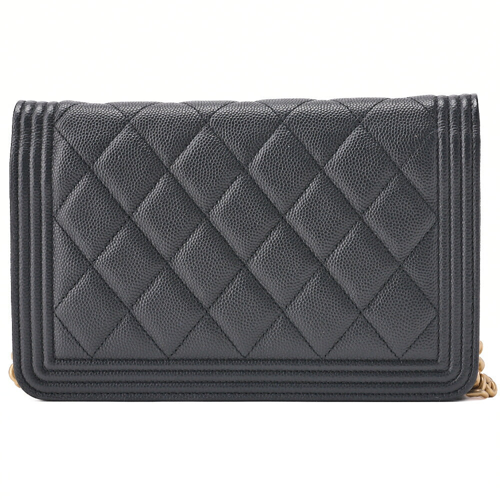 CHANEL Boy Chanel Matelasse Chain Wallet Caviar Skin Black Gold-Tone Hardware Pre-Owned - Vintage La Charme