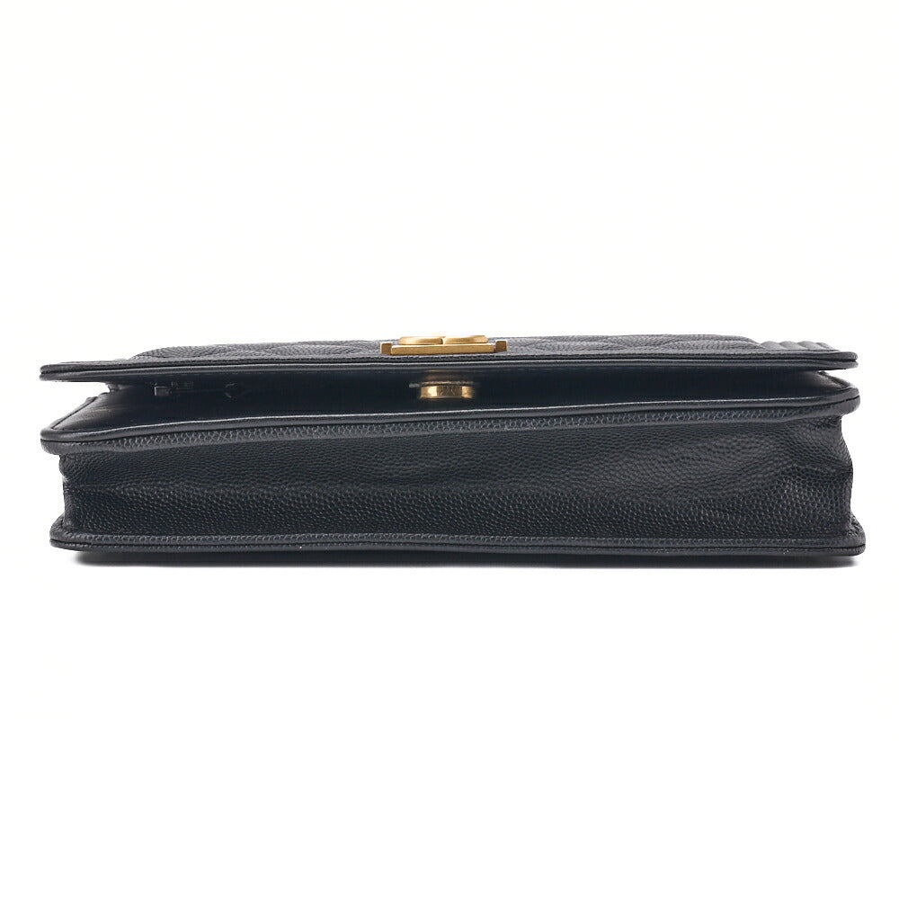 CHANEL Boy Chanel Matelasse Chain Wallet Caviar Skin Black Gold-Tone Hardware Pre-Owned - Vintage La Charme