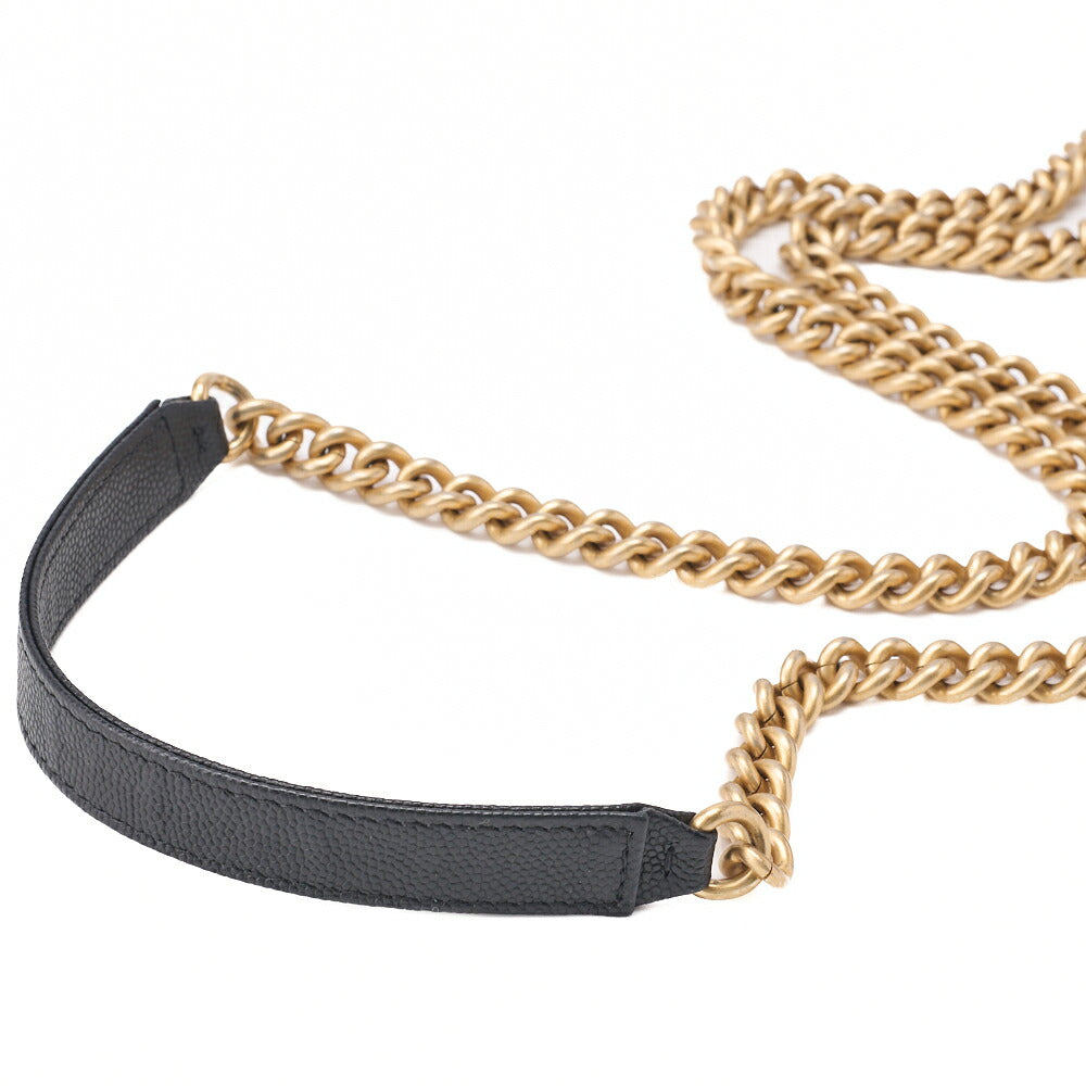 CHANEL Boy Chanel Matelasse Chain Wallet Caviar Skin Black Gold-Tone Hardware Pre-Owned - Vintage La Charme