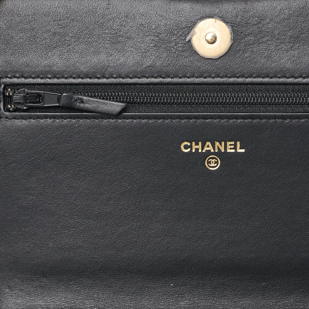 CHANEL Boy Chanel Matelasse Chain Wallet Caviar Skin Black Gold-Tone Hardware Pre-Owned - Vintage La Charme