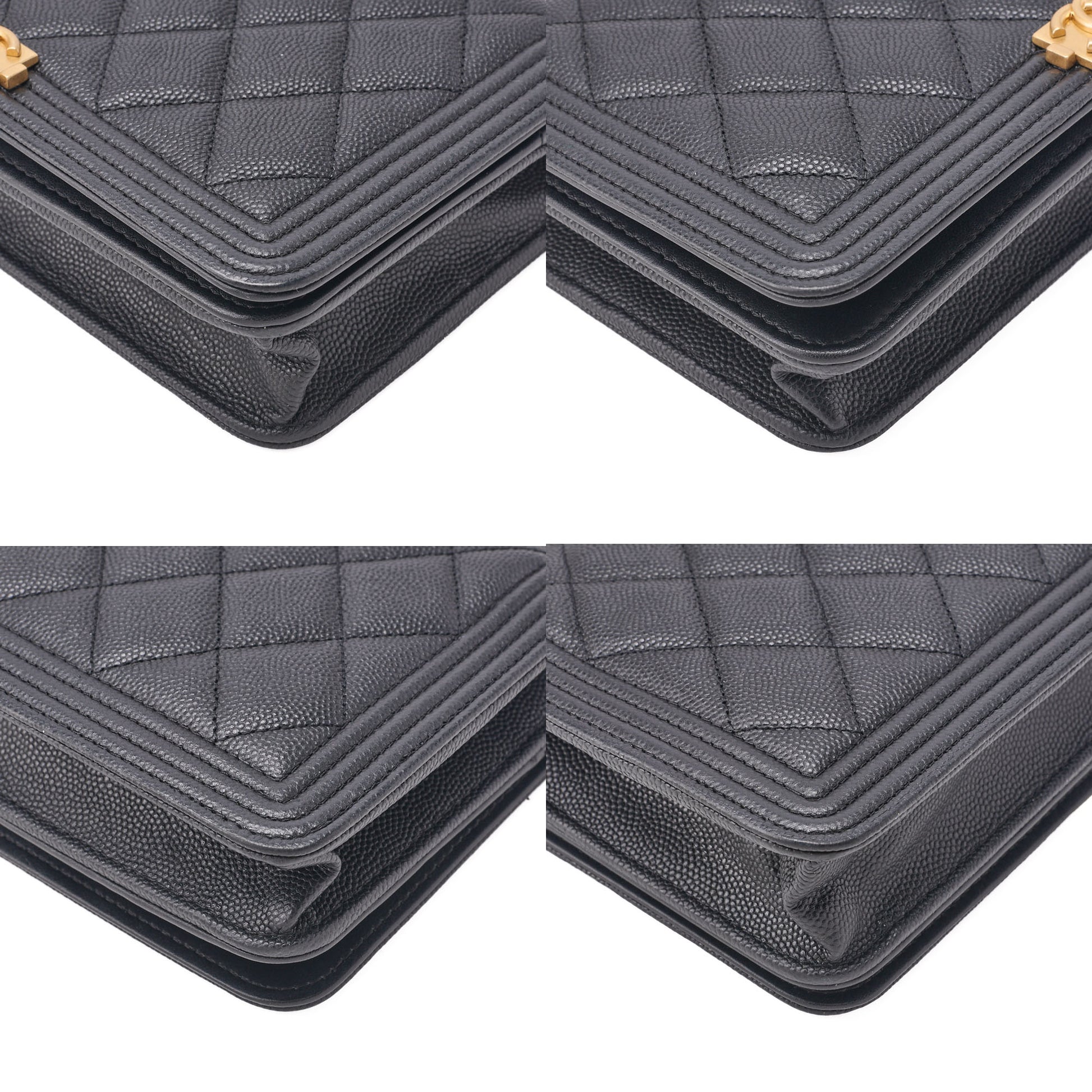 CHANEL Boy Chanel Matelasse Chain Wallet Caviar Skin Black Gold-Tone Hardware Pre-Owned - Vintage La Charme