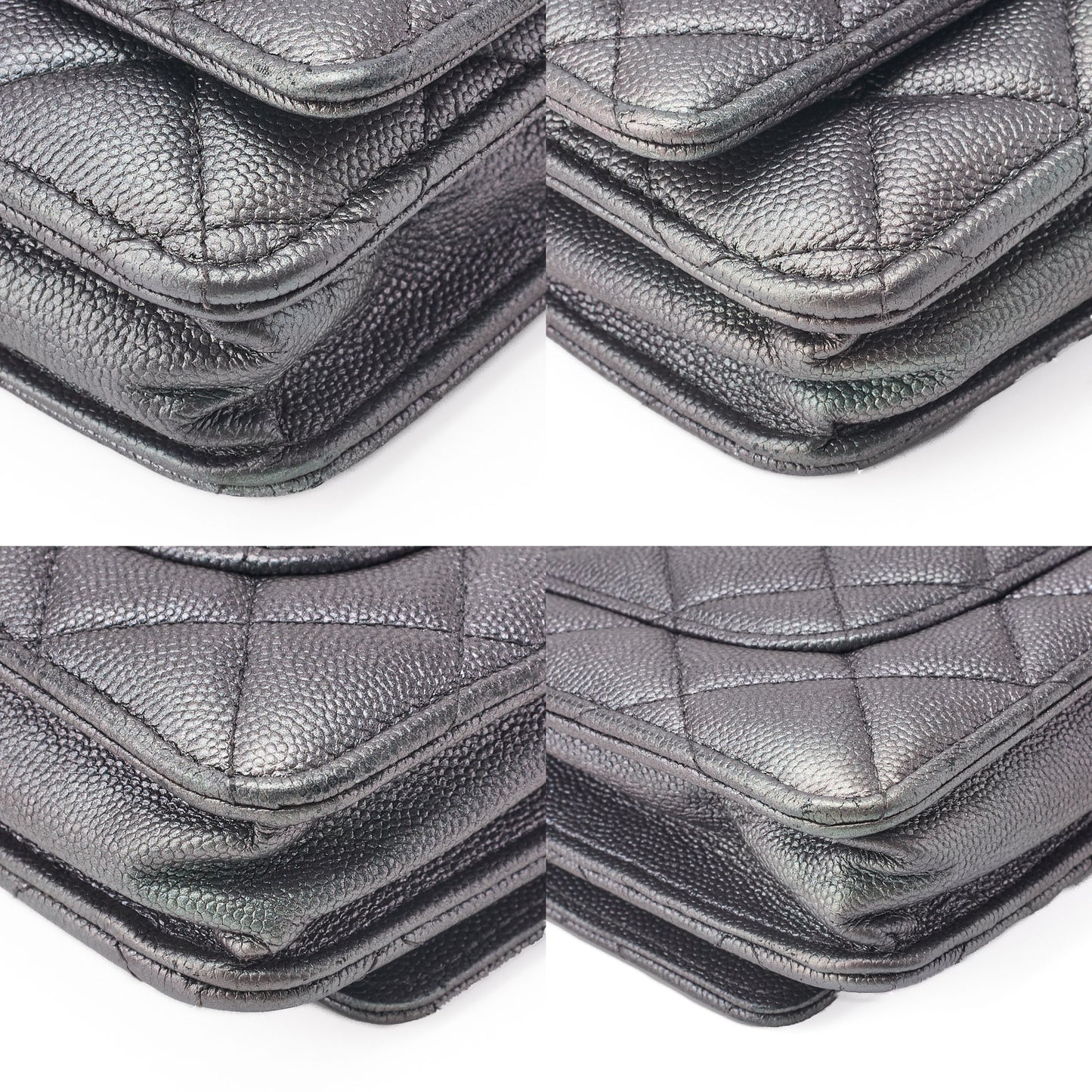 CHANEL Chain Wallet Matelasse Caviar Leather Sparkle Black Gold-Tone Hardware Pre-Owned - Vintage La Charme