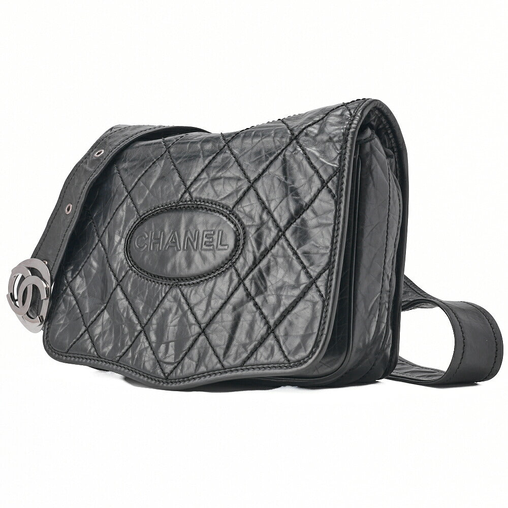 CHANEL Shoulder Bag Matelasse Calfskin Black Silver-Tone Hardware Pre-Owned - Vintage La Charme