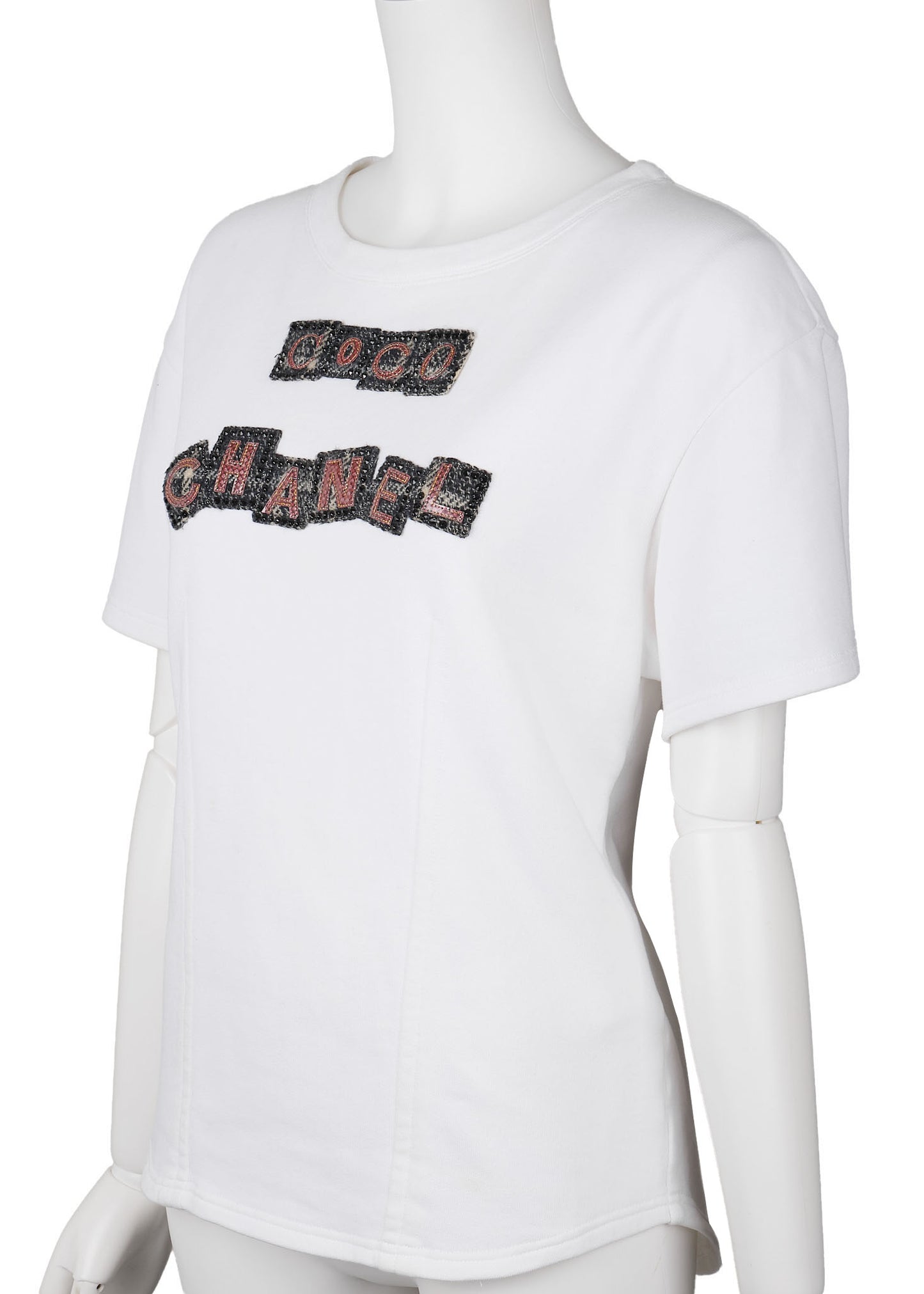CHANEL T-Shirt, Short Sleeve, Cut-and-Sew, Cotton, White, Pre-Owned - Vintage La Charme