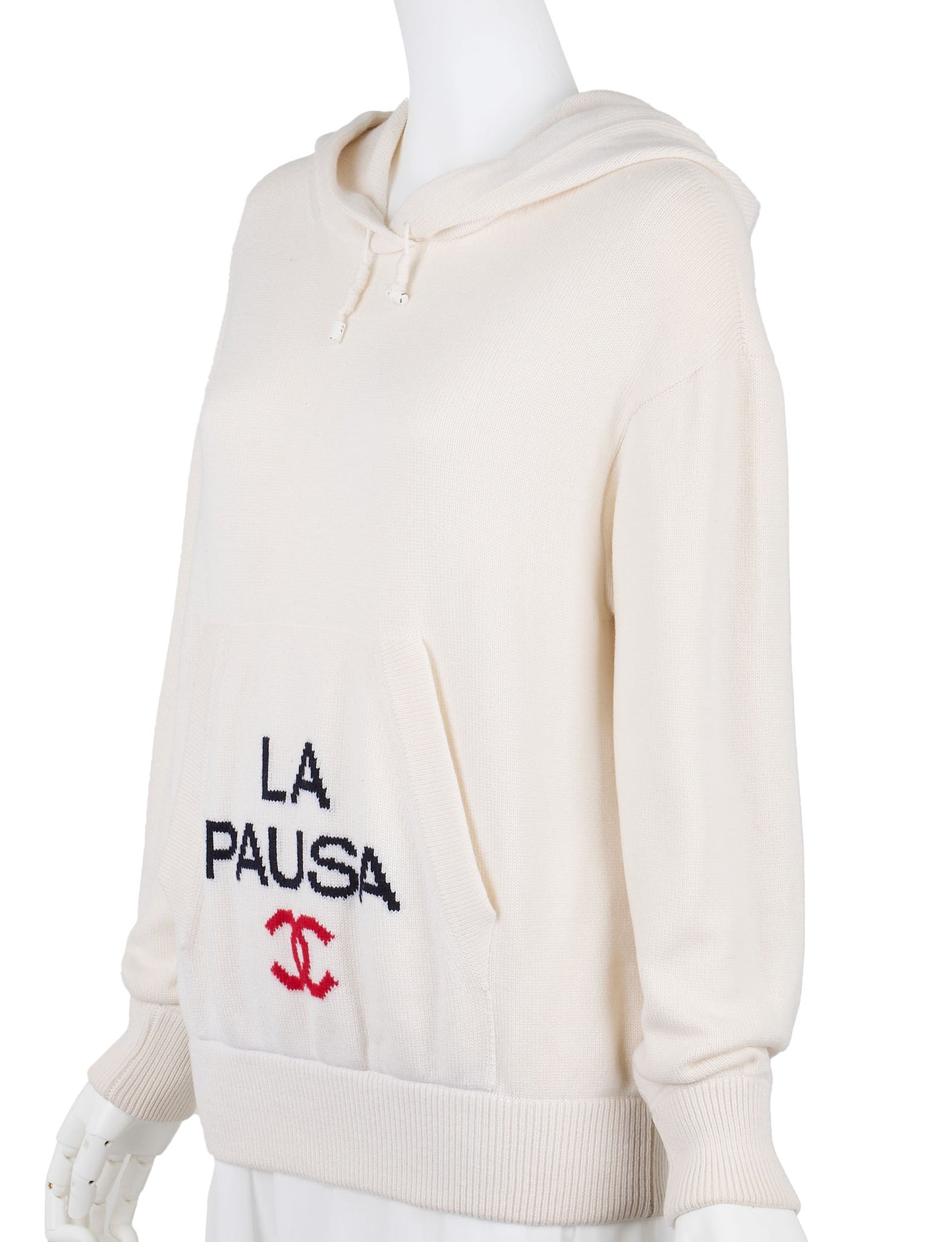 CHANEL Hoodie, Cashmere, Ivory, Gold-Tone Hardware, Pre-Owned - Vintage La Charme