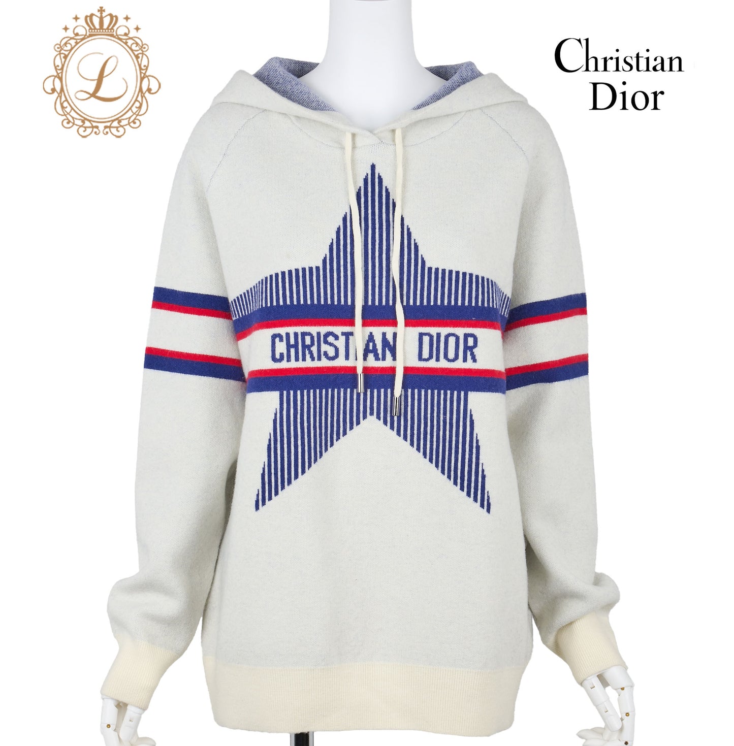 Dior Hoodie Sweater Long Sleeve Knit Wool Cashmere Multicolor Gold-Tone Hardware Pre-Owned - Vintage La Charme