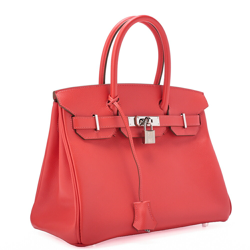 HERMES Birkin 30 Tote Bag Vaux Epson Rose Jaipur Silver-Tone Hardware Pre-Owned - Vintage La Charme