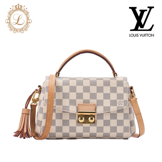 Louis Vuitton Shoulder Bag, Dami Azul, 2WAY, Canvas, White, Gold-Tone Hardware, Pre-Owned - Vintage La Charme