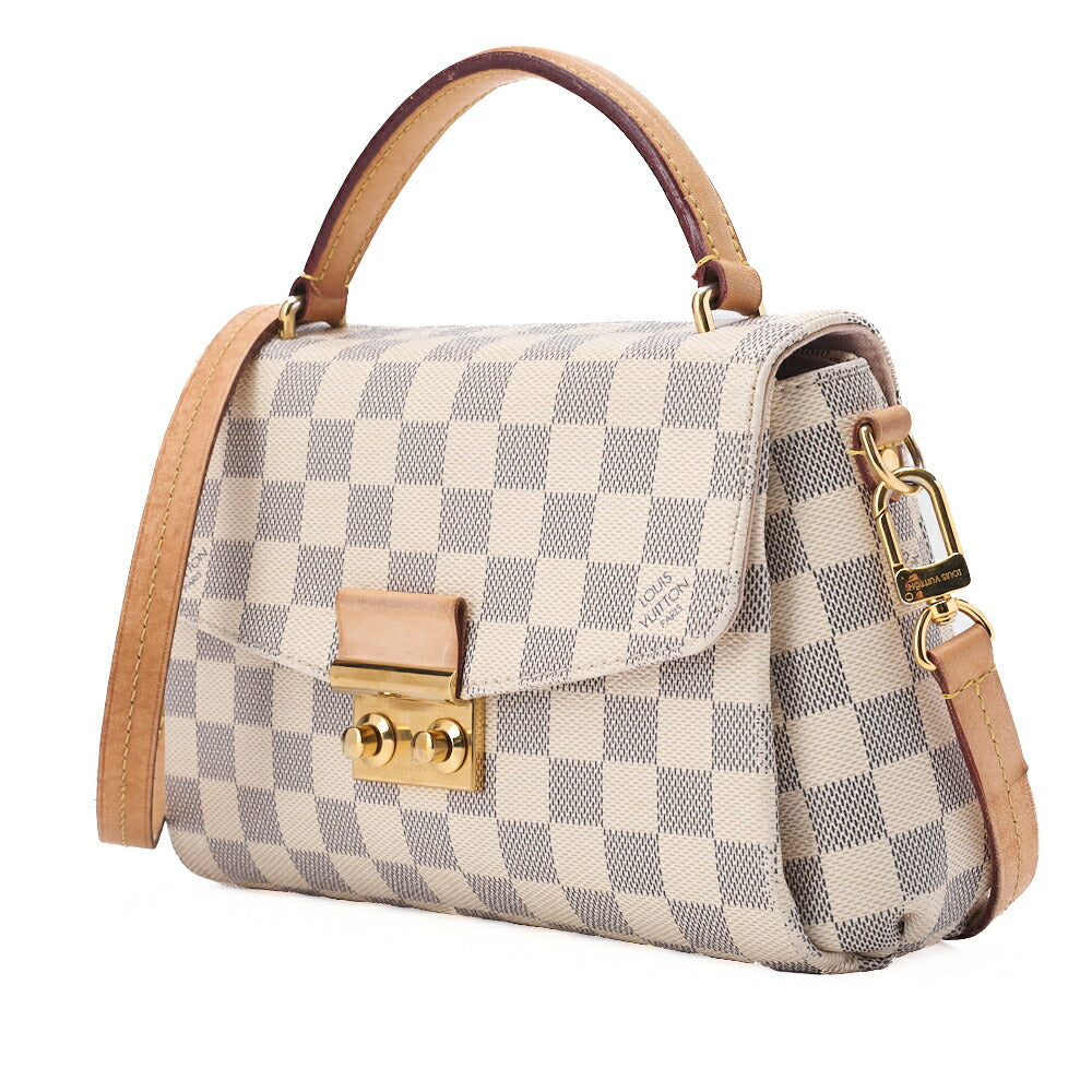 Louis Vuitton Shoulder Bag, Dami Azul, 2WAY, Canvas, White, Gold-Tone Hardware, Pre-Owned - Vintage La Charme