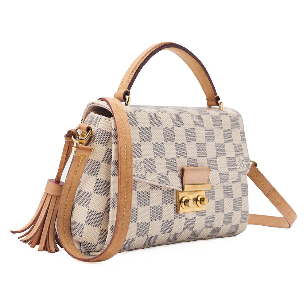 Louis Vuitton Shoulder Bag, Dami Azul, 2WAY, Canvas, White, Gold-Tone Hardware, Pre-Owned - Vintage La Charme