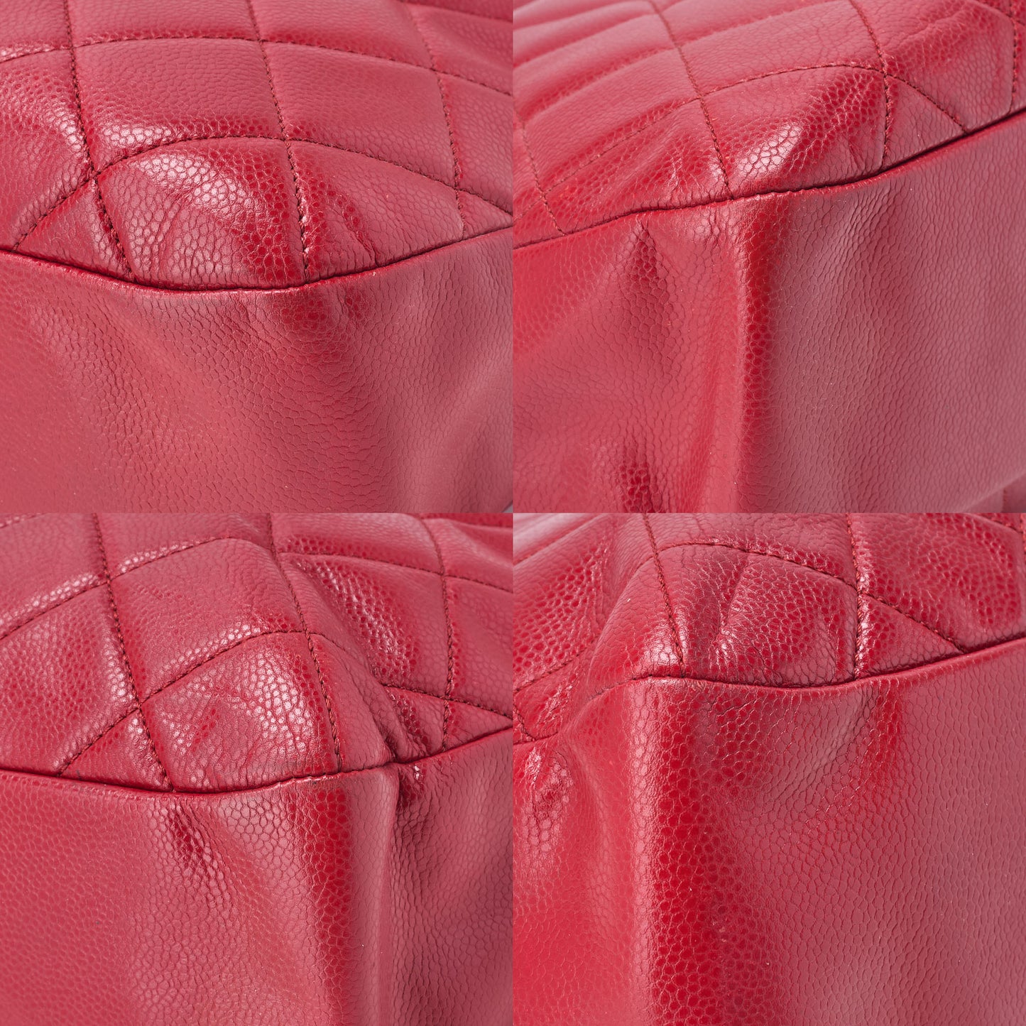 Chanel Shoulder Bag Matelasse Caviar Skin Red Silver-Tone Hardware Pre-Owned - Vintage La Charme