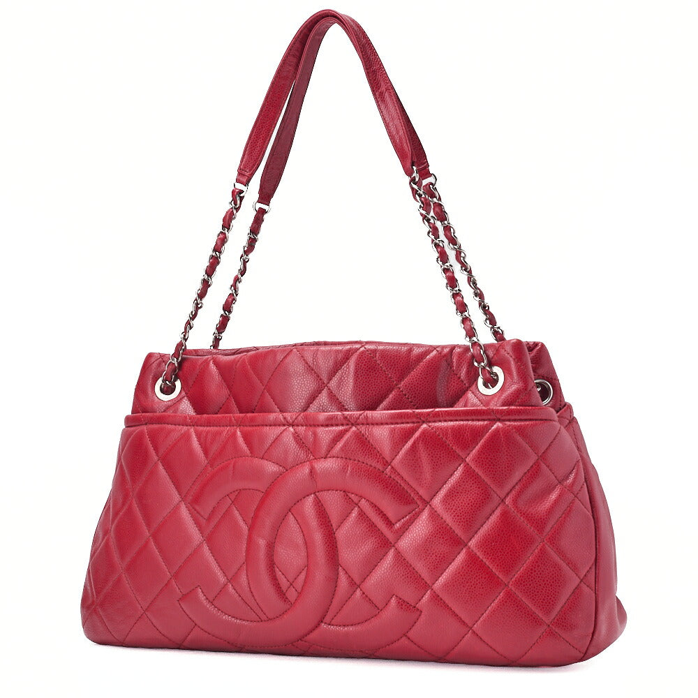 Chanel Shoulder Bag Matelasse Caviar Skin Red Silver-Tone Hardware Pre-Owned - Vintage La Charme