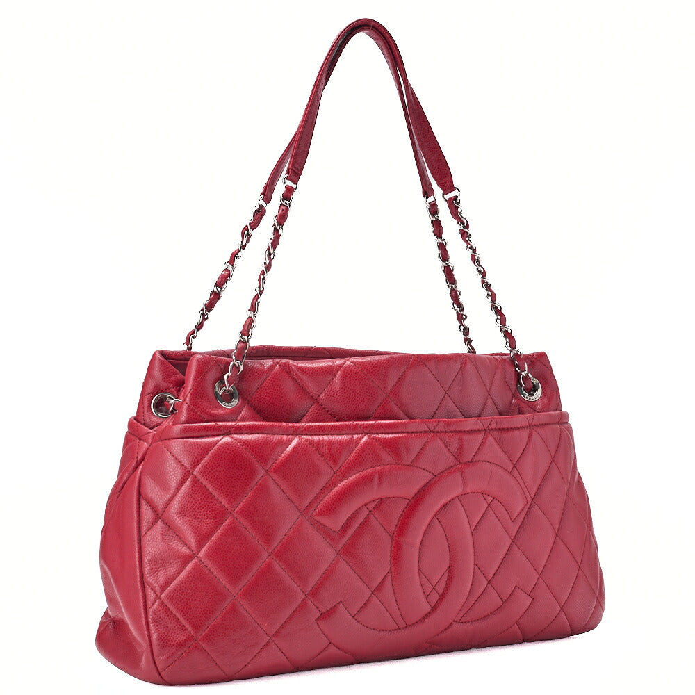 Chanel Shoulder Bag Matelasse Caviar Skin Red Silver-Tone Hardware Pre-Owned - Vintage La Charme