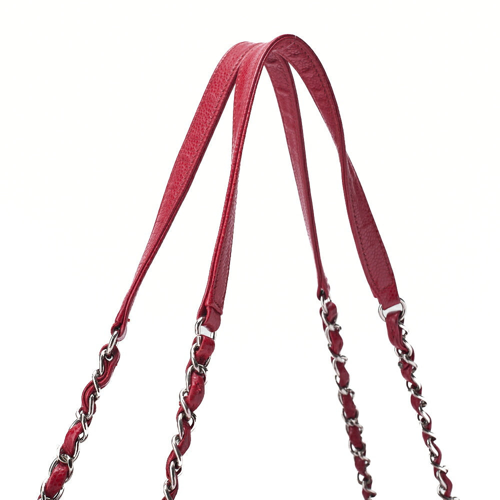 Chanel Shoulder Bag Matelasse Caviar Skin Red Silver-Tone Hardware Pre-Owned - Vintage La Charme