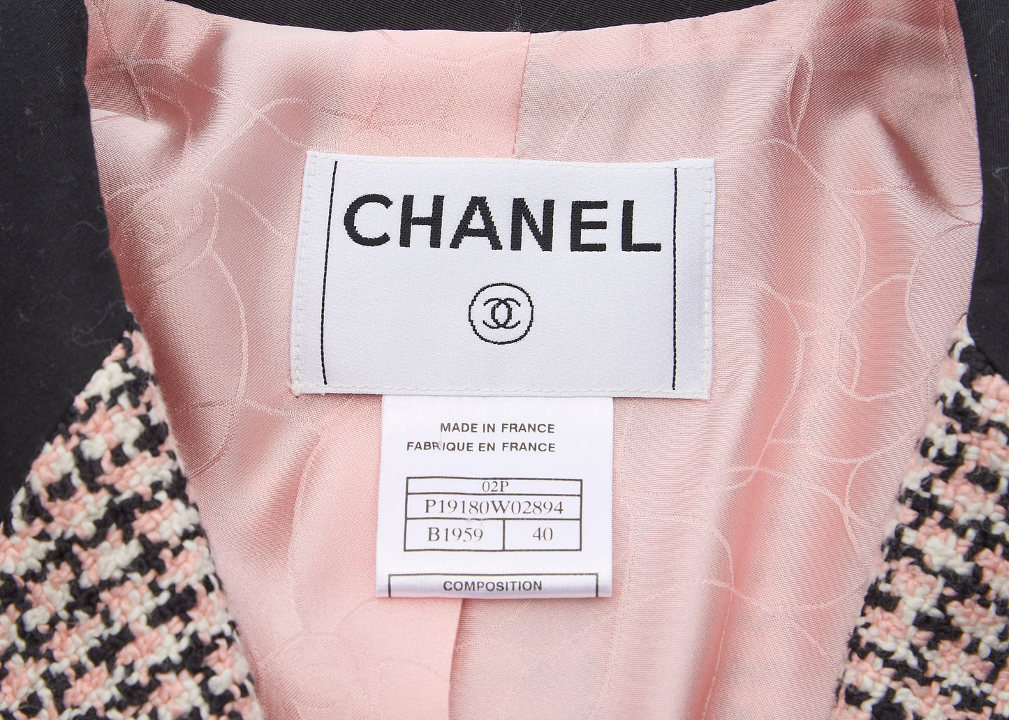CHANEL Tweed Jacket, Coco Button Corsage, Cotton, Pink, Gold-Tone Hardware, Pre-Owned - Vintage La Charme