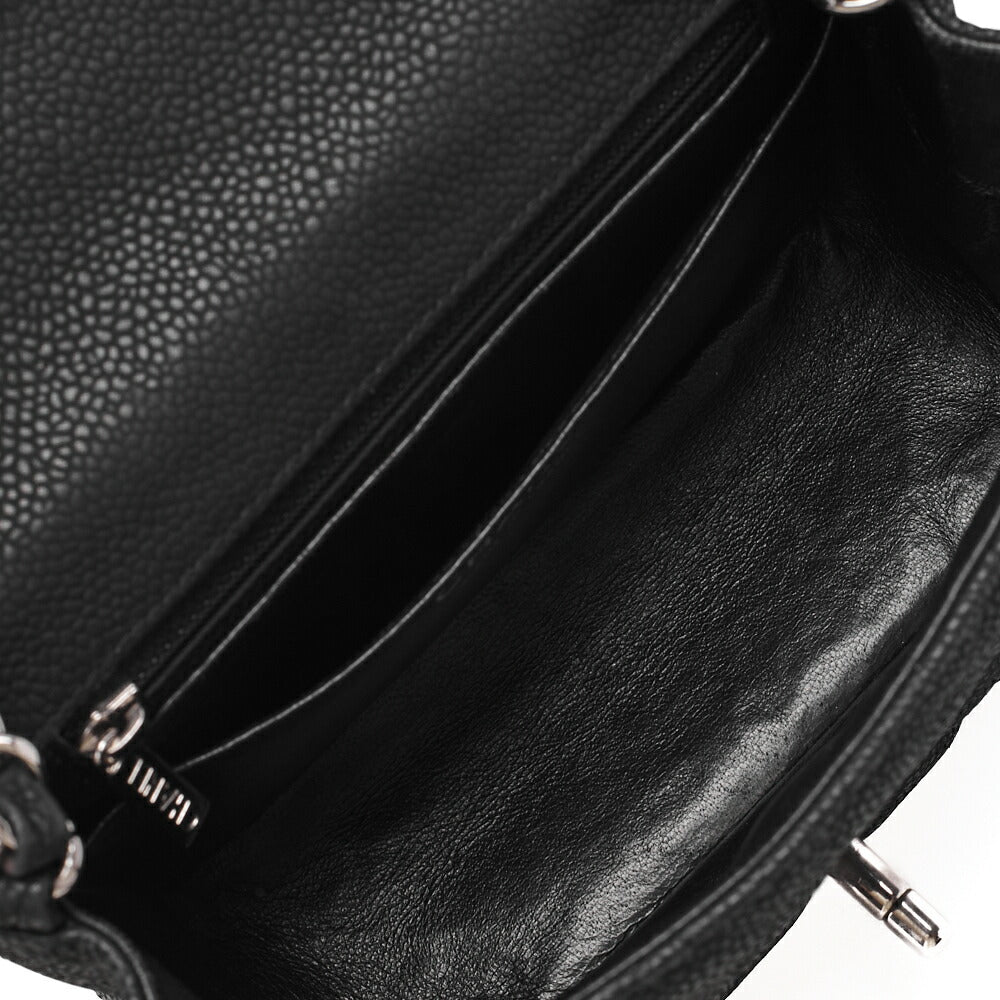 CHANEL Shoulder Bag Mini Matelasse Caviar Skin Black Silver-Tone Hardware Pre-Owned - Vintage La Charme
