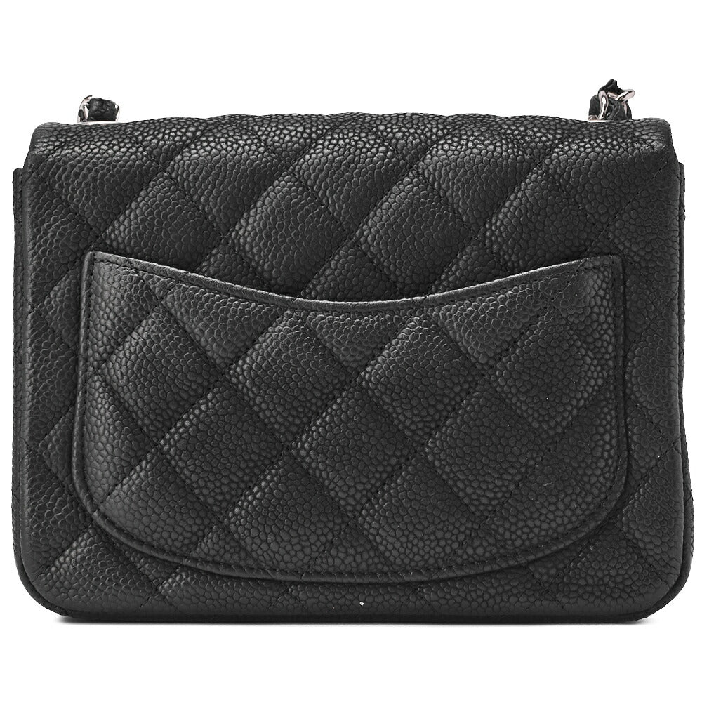 CHANEL Shoulder Bag Mini Matelasse Caviar Skin Black Silver-Tone Hardware Pre-Owned - Vintage La Charme