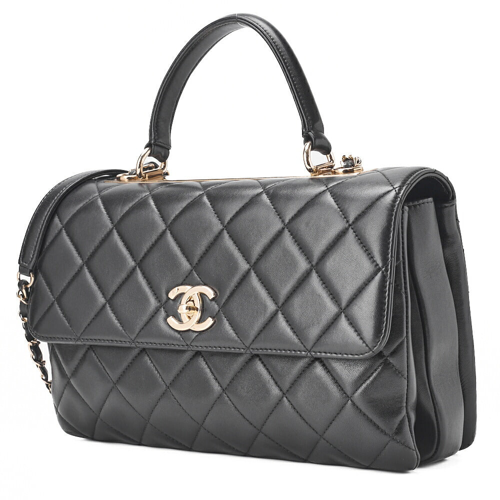 CHANEL Shoulder Bag, Matelasse, 2WAY, Lambskin, Black, Gold-Tone Hardware, Pre-Owned - Vintage La Charme