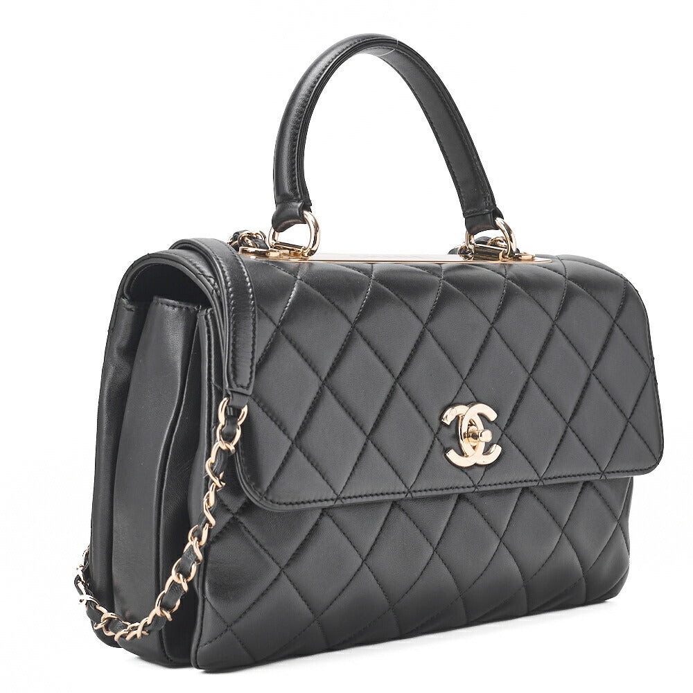 CHANEL Shoulder Bag, Matelasse, 2WAY, Lambskin, Black, Gold-Tone Hardware, Pre-Owned - Vintage La Charme