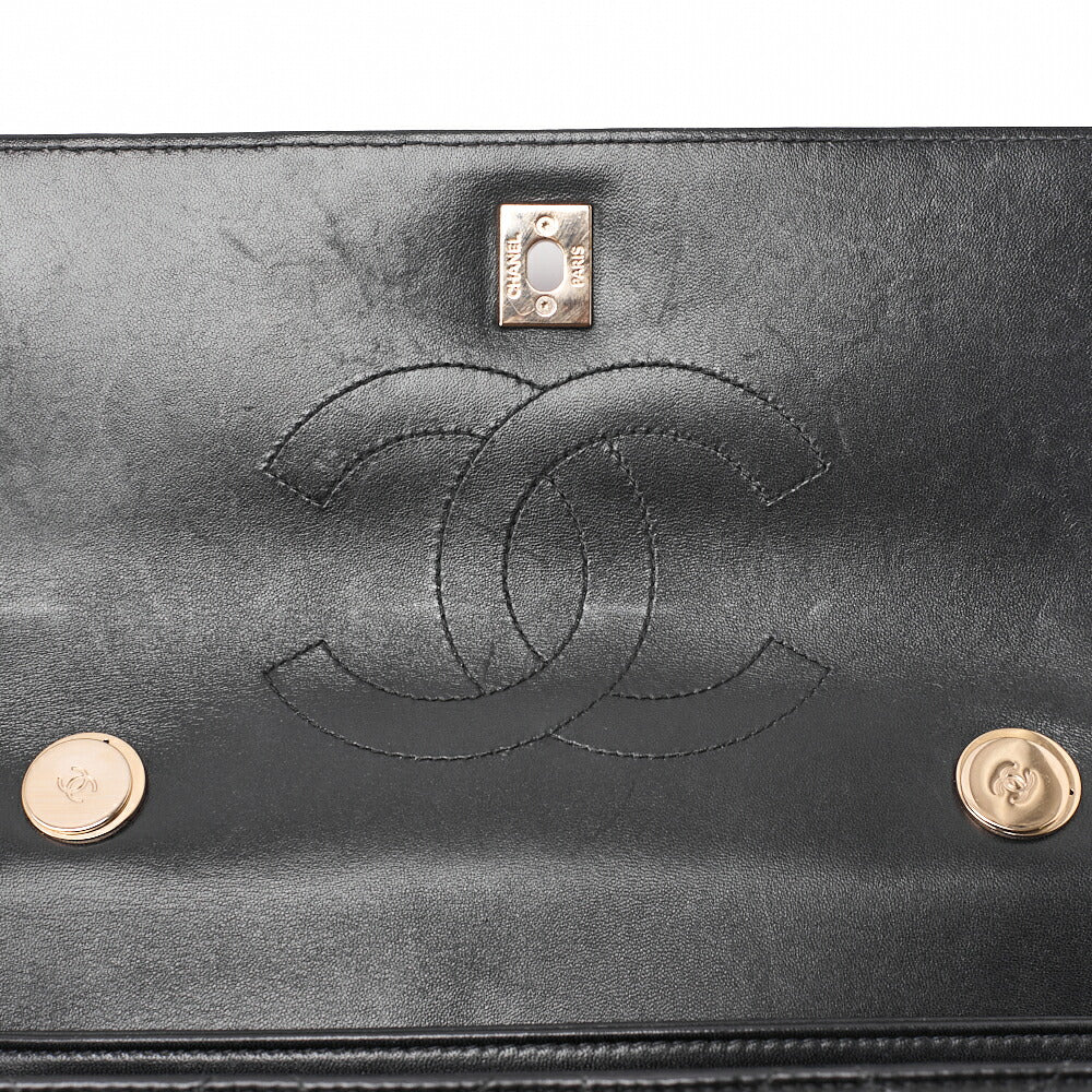 CHANEL Shoulder Bag, Matelasse, 2WAY, Lambskin, Black, Gold-Tone Hardware, Pre-Owned - Vintage La Charme