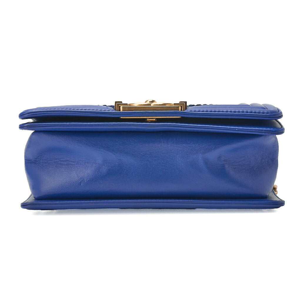 CHANEL Boy Chanel Matelasse Chain Shoulder Bag Lambskin Python Blue Gold-Tone Hardware Pre-Owned - Vintage La Charme