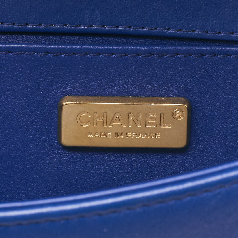 CHANEL Boy Chanel Matelasse Chain Shoulder Bag Lambskin Python Blue Gold-Tone Hardware Pre-Owned - Vintage La Charme
