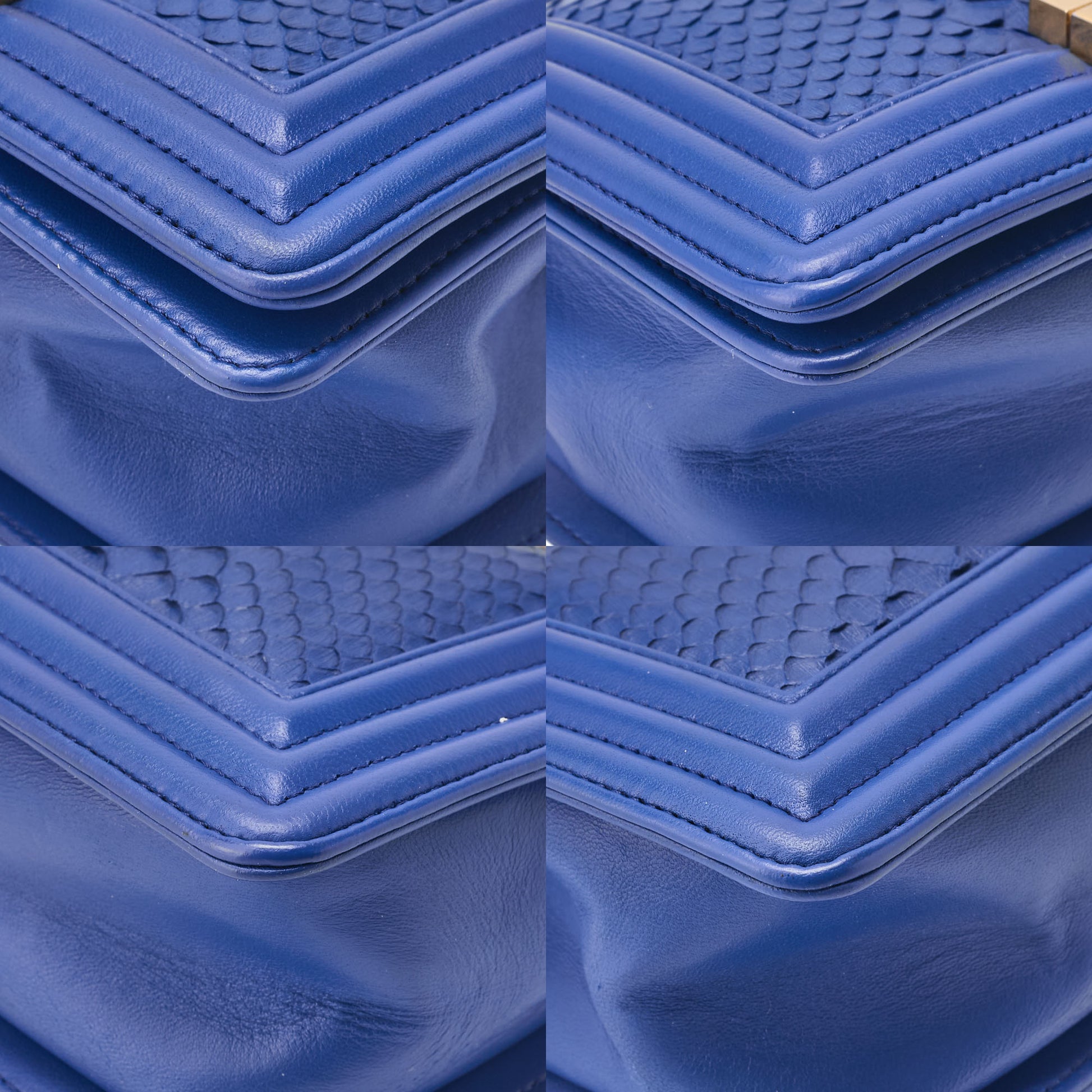 CHANEL Boy Chanel Matelasse Chain Shoulder Bag Lambskin Python Blue Gold-Tone Hardware Pre-Owned - Vintage La Charme