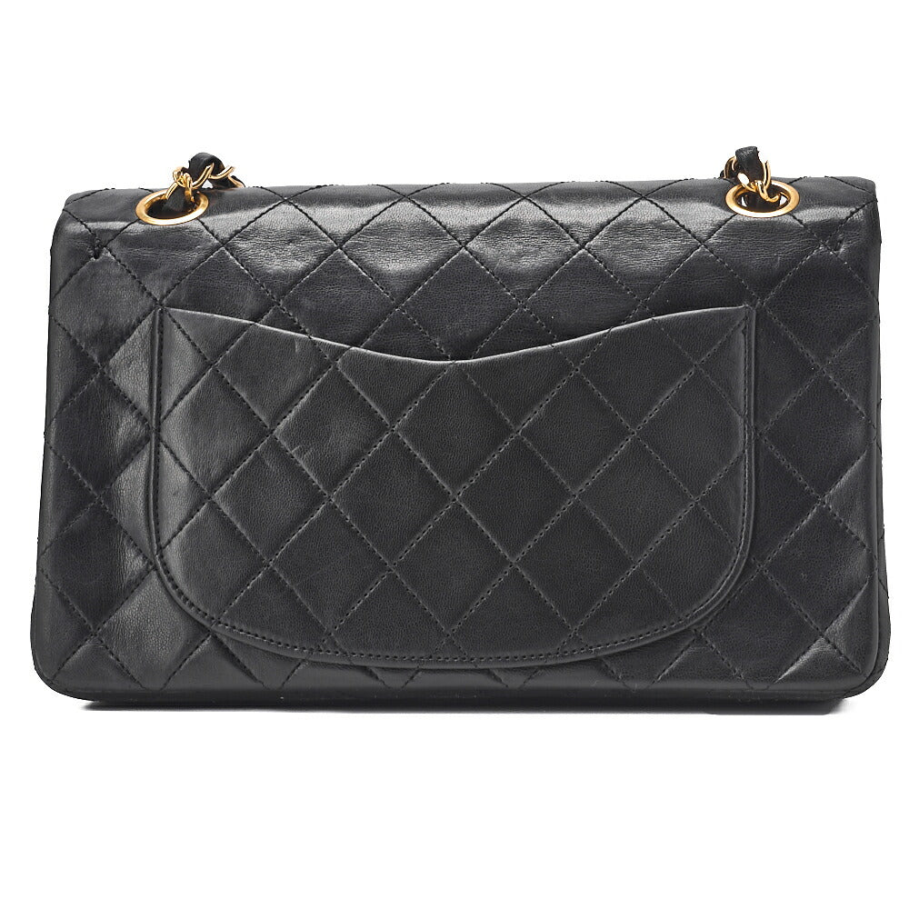 CHANEL Shoulder Bag Matelasse Double Flap Lambskin Black Gold-Tone Hardware Pre-Owned - Vintage La Charme
