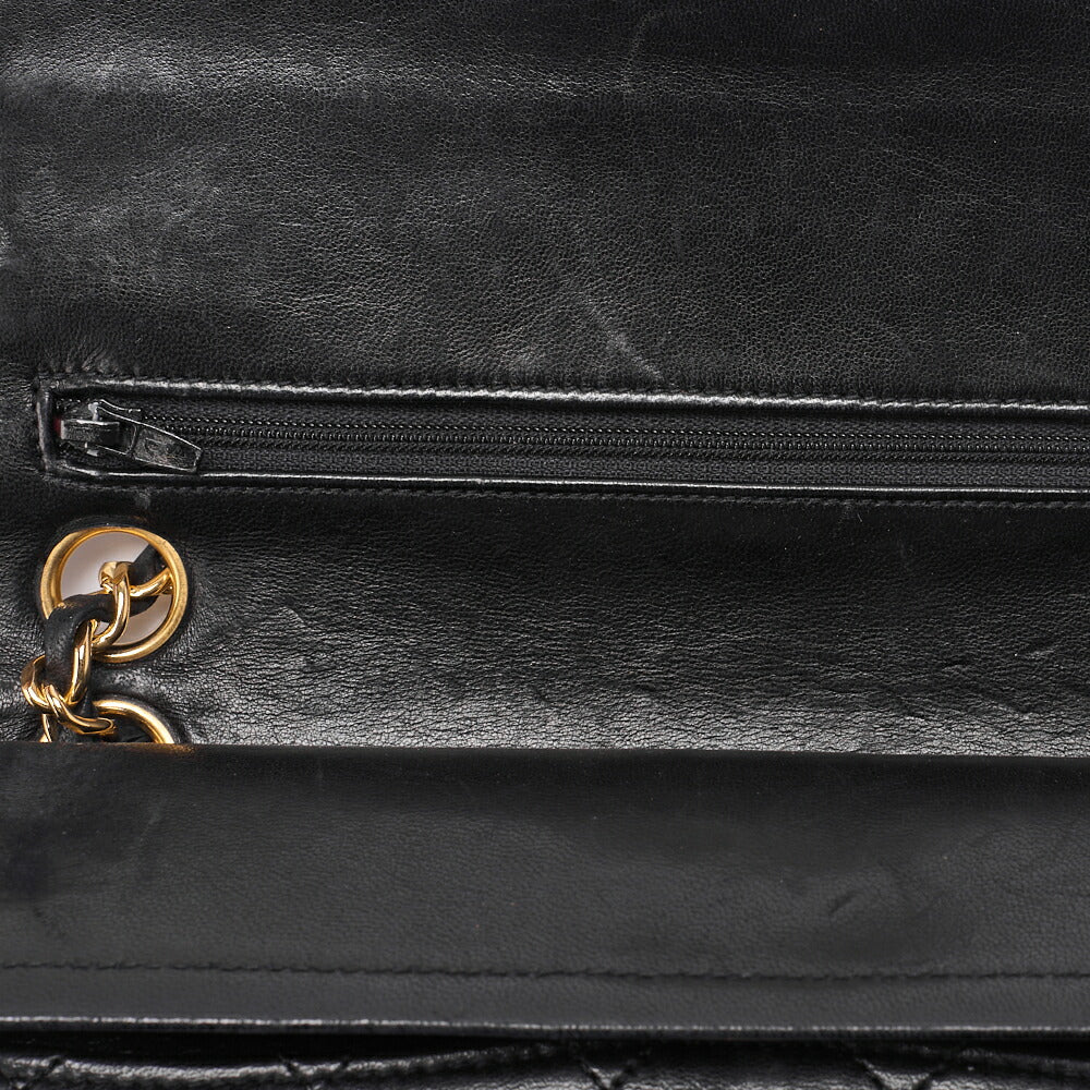 CHANEL Shoulder Bag Matelasse Double Flap Lambskin Black Gold-Tone Hardware Pre-Owned - Vintage La Charme