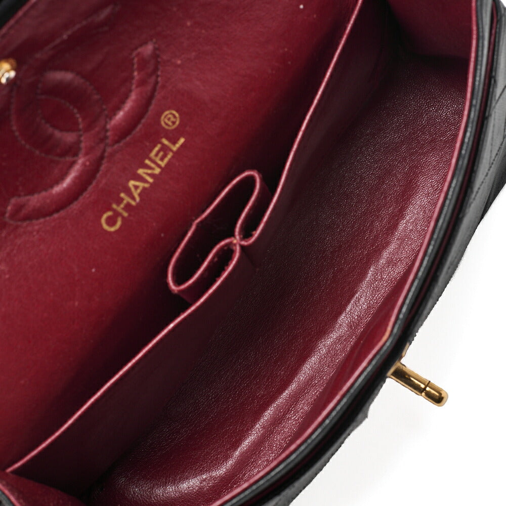 CHANEL Shoulder Bag Matelasse Double Flap Lambskin Black Gold-Tone Hardware Pre-Owned - Vintage La Charme
