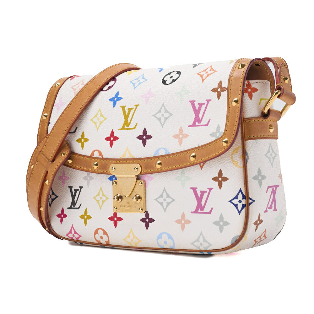 Louis Vuitton Shoulder Bag, Monogram Multicolor, Canvas, White, Gold-Tone Hardware, Pre-Owned - Vintage La Charme