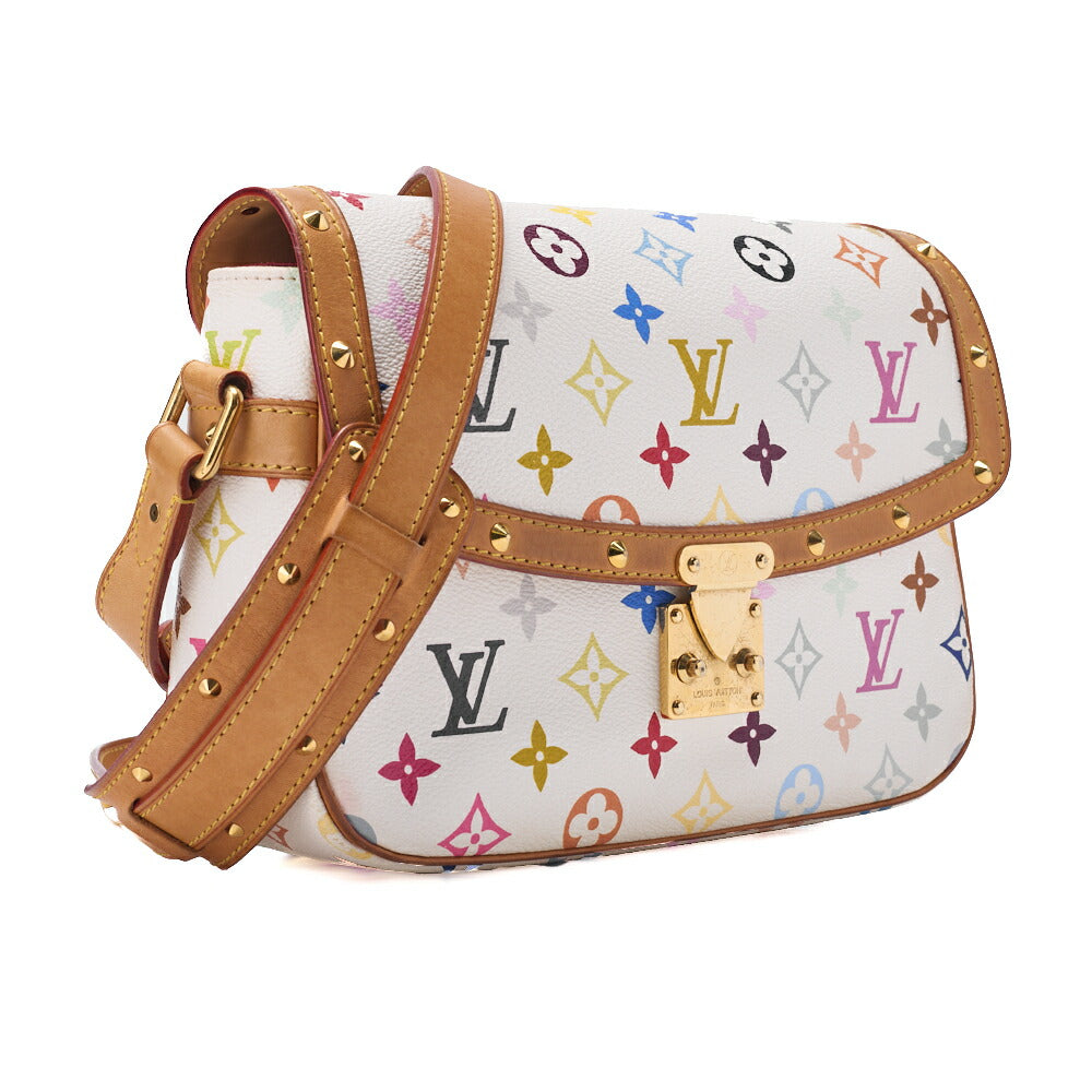 Louis Vuitton Shoulder Bag, Monogram Multicolor, Canvas, White, Gold-Tone Hardware, Pre-Owned - Vintage La Charme