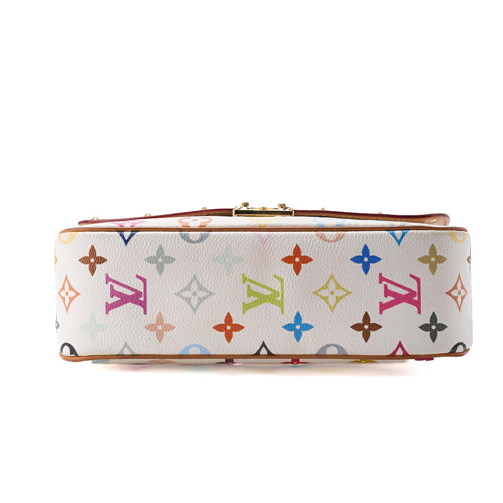 Louis Vuitton Shoulder Bag, Monogram Multicolor, Canvas, White, Gold-Tone Hardware, Pre-Owned - Vintage La Charme