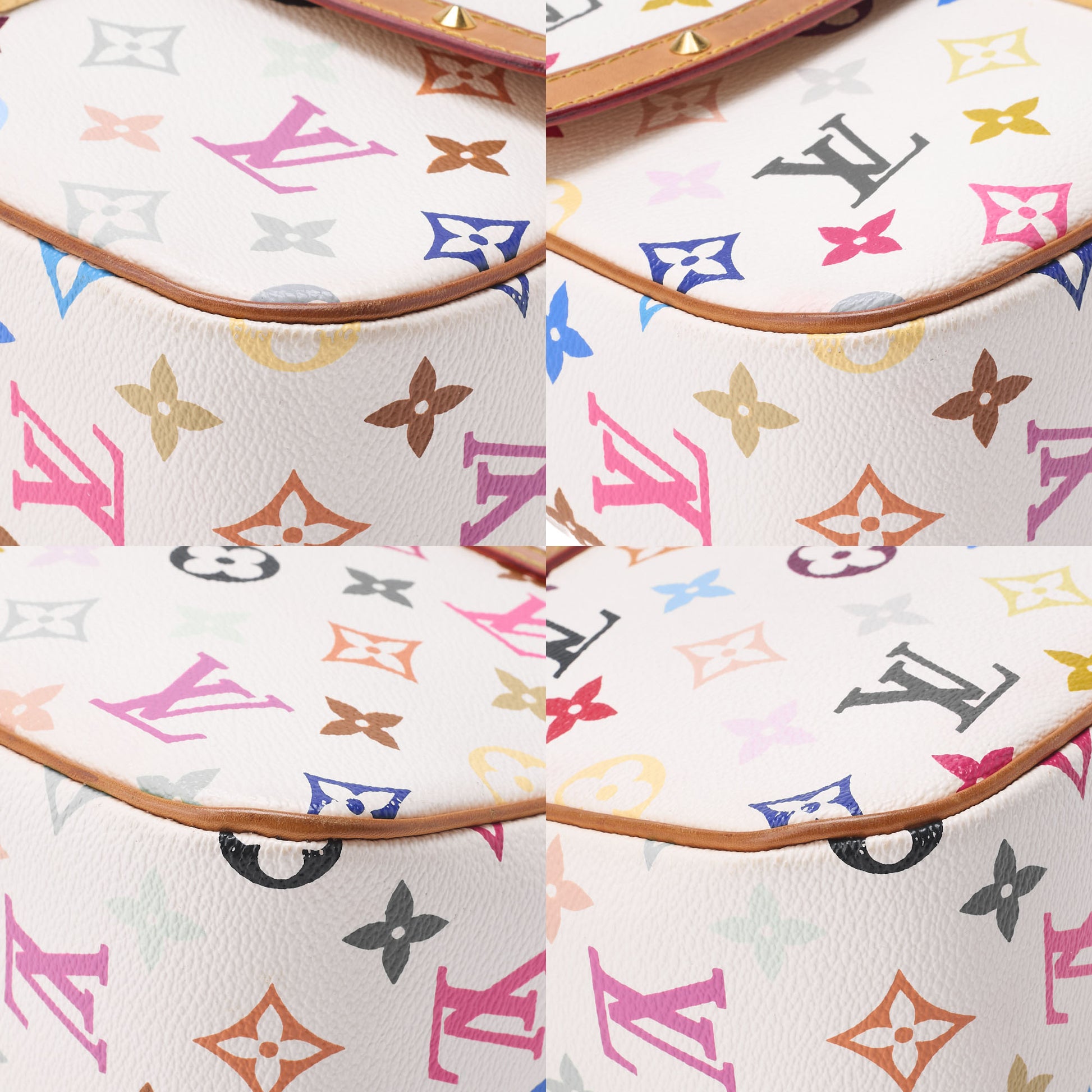 Louis Vuitton Shoulder Bag, Monogram Multicolor, Canvas, White, Gold-Tone Hardware, Pre-Owned - Vintage La Charme