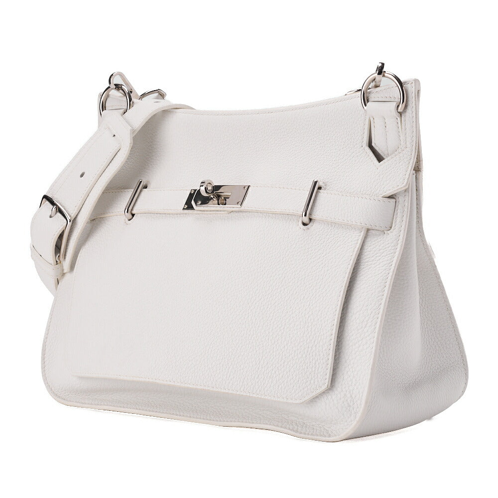 HERMES Gypsiere 34 Shoulder Bag, Tryon Clemence, White, Silver-Tone Hardware, Pre-Owned - Vintage La Charme