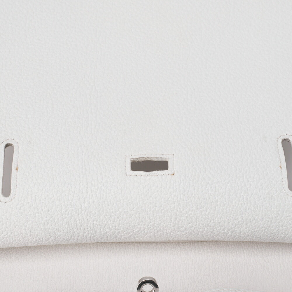 HERMES Gypsiere 34 Shoulder Bag, Tryon Clemence, White, Silver-Tone Hardware, Pre-Owned - Vintage La Charme