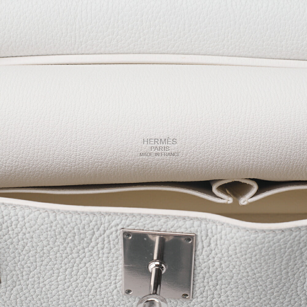 HERMES Gypsiere 34 Shoulder Bag, Tryon Clemence, White, Silver-Tone Hardware, Pre-Owned - Vintage La Charme