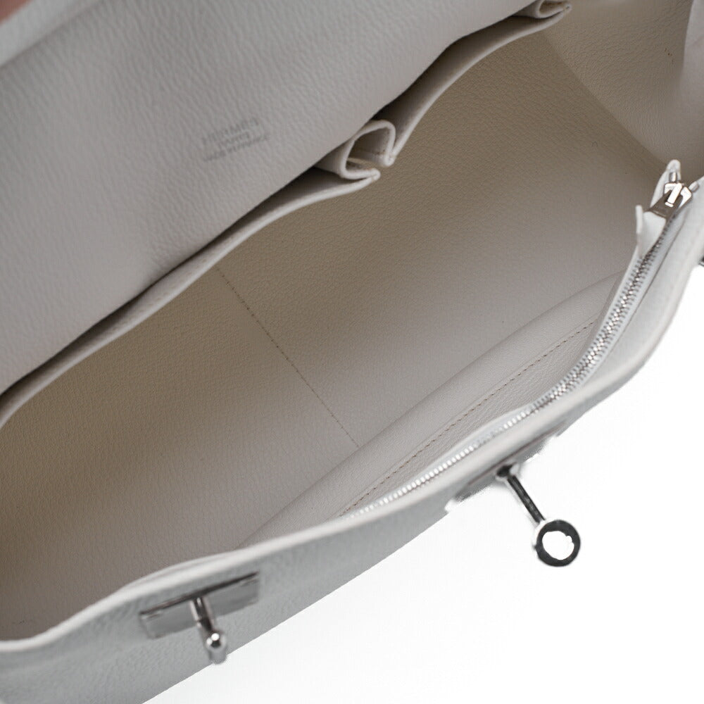 HERMES Gypsiere 34 Shoulder Bag, Tryon Clemence, White, Silver-Tone Hardware, Pre-Owned - Vintage La Charme