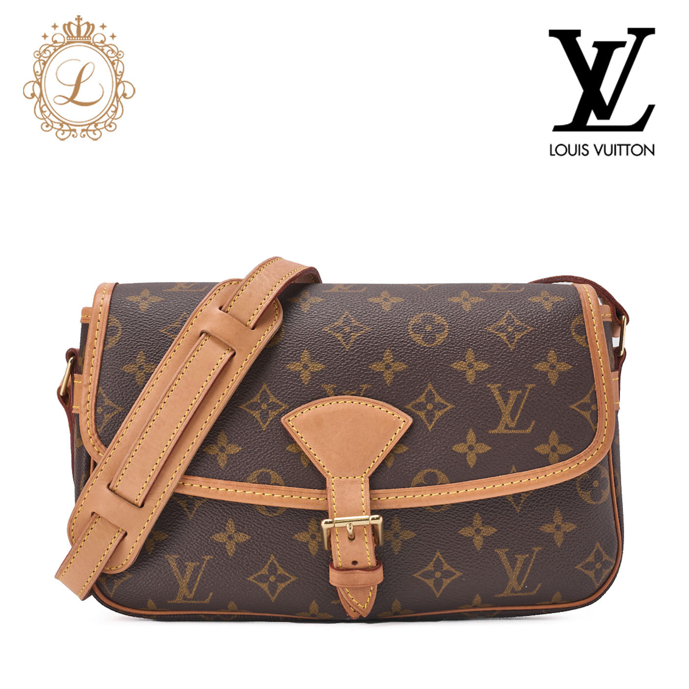 Louis Vuitton Shoulder Bag, Monogram, Canvas, Brown, Gold-Tone Hardware, Pre-Owned - Vintage La Charme