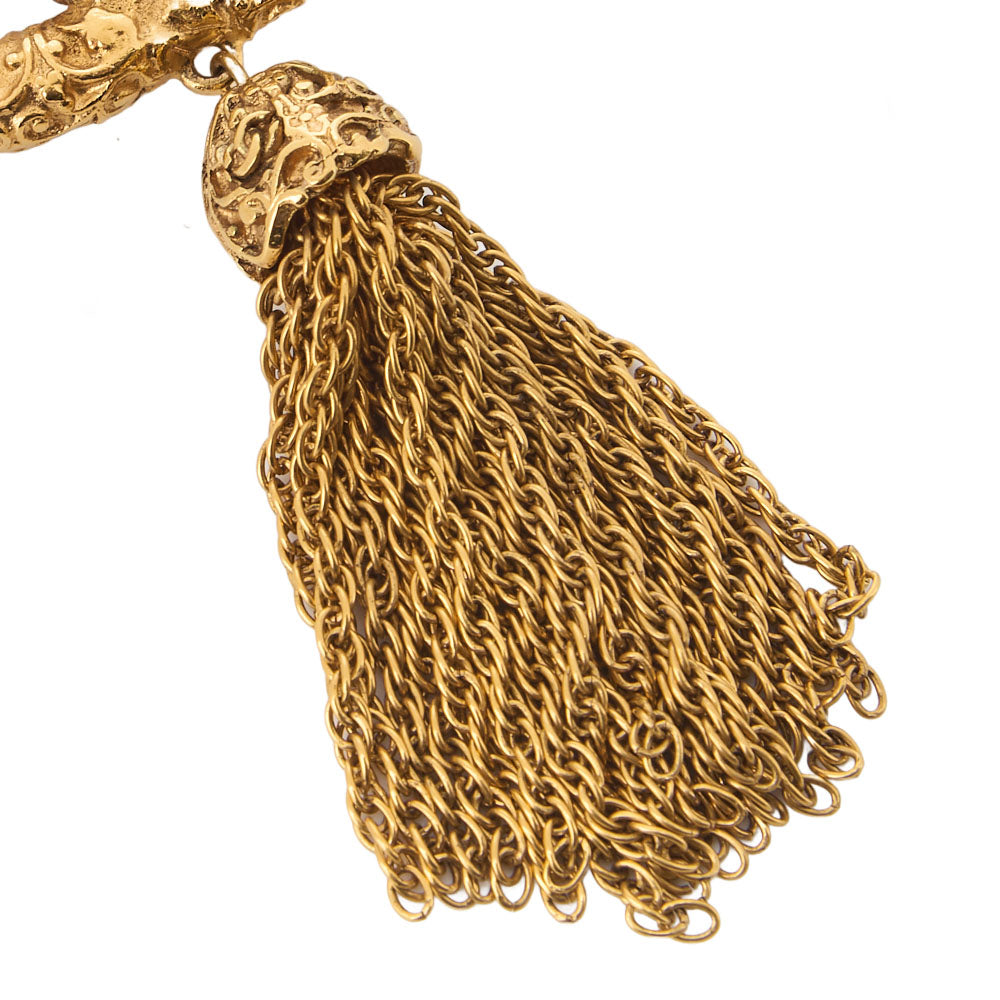 Chanel Brooch Coco Mark Aragus Pattern Fringe Gold-Plated Gold-Tone Hardware Pre-Owned - Vintage La Charme