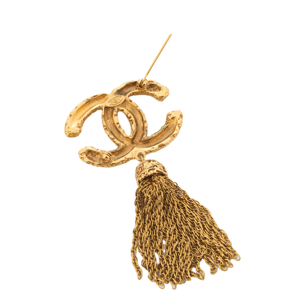 Chanel Brooch Coco Mark Aragus Pattern Fringe Gold-Plated Gold-Tone Hardware Pre-Owned - Vintage La Charme