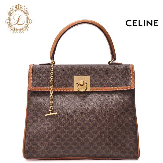 CELINE Handbag Tote Bag Macadam PVC Brown Gold-Tone Hardware Pre-Owned - Vintage La Charme