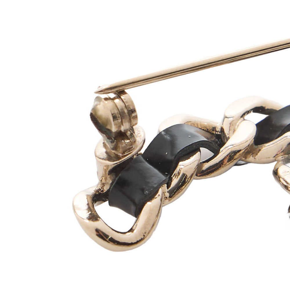 CHANEL Brooch, Coco Mark Leather Charm, Gold-Plated, Gold, Gold-Tone Hardware, Pre-Owned - Vintage La Charme