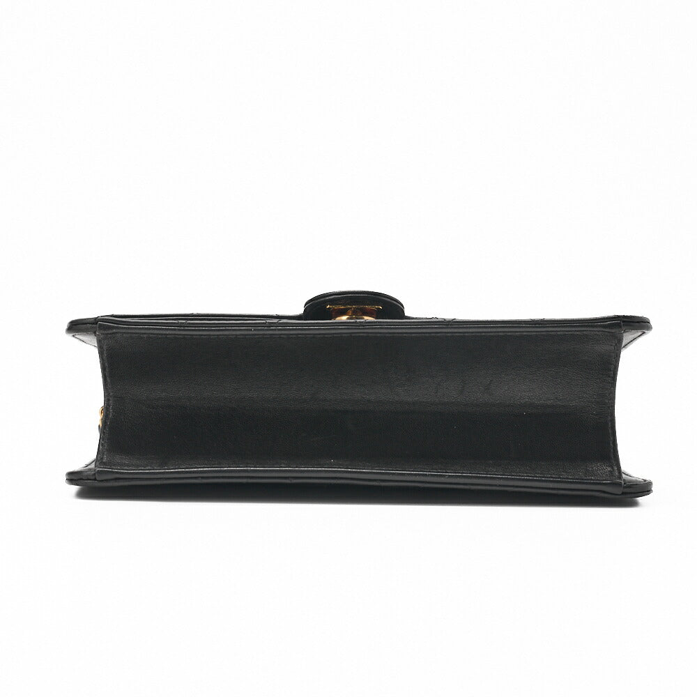 CHANEL Shoulder Bag, Matelasse Push Lock Chain Shoulder, Lambskin, Black, Gold-Tone Hardware, Pre-Owned - Vintage La Charme